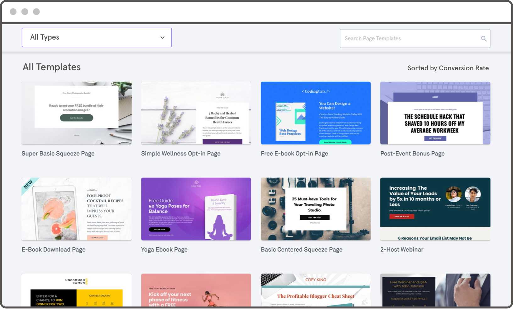 landing page template gallery sorted by conversion rate landing page template gallery sorted by conversion rate